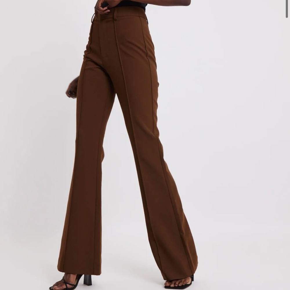 Because of Alice (BOA) Wide Leg Suit Trousers- Chocolate